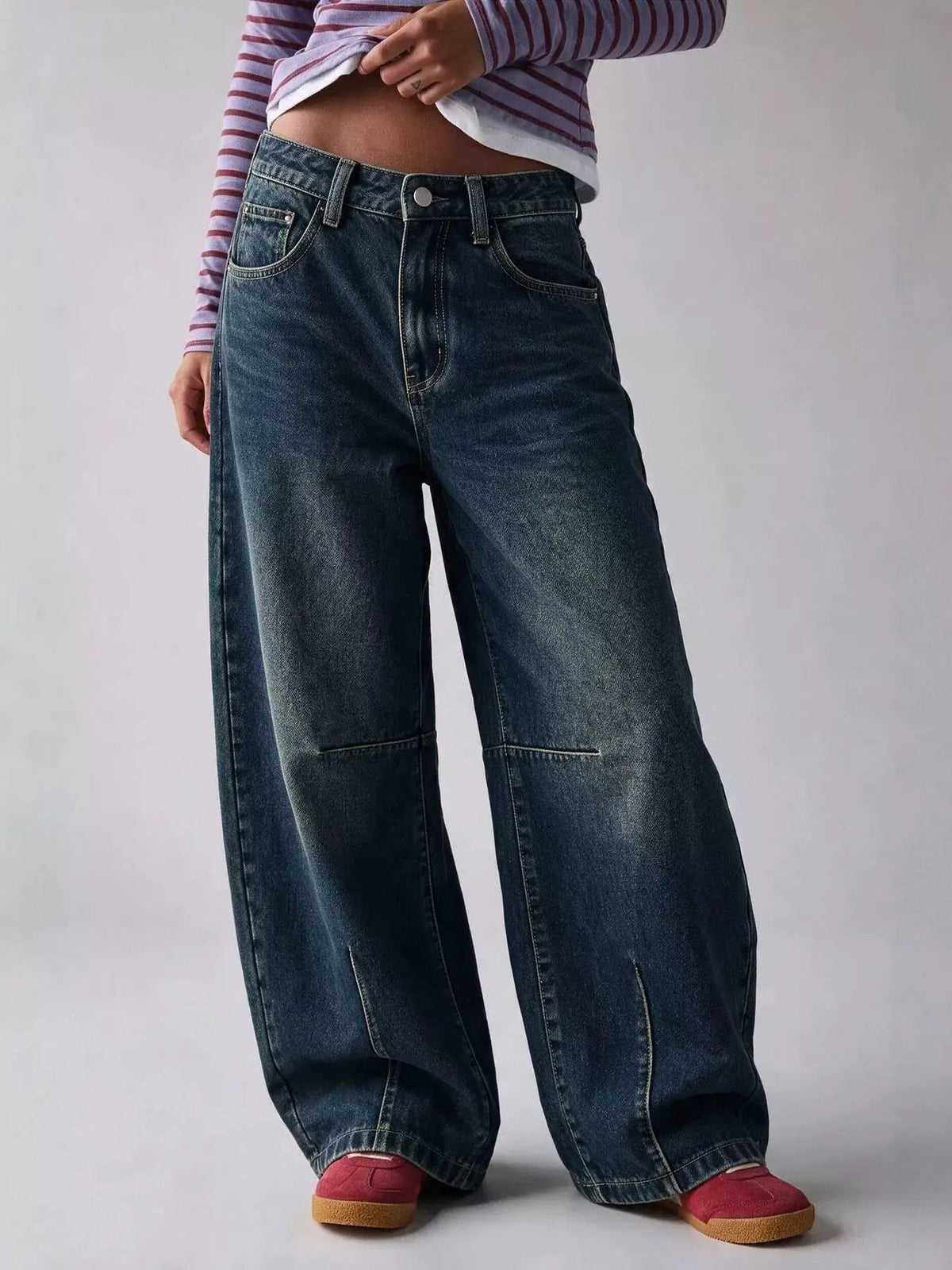 Washed Button Front High Waist Wide Leg Jeans - Bitsy Gypsy Boutique