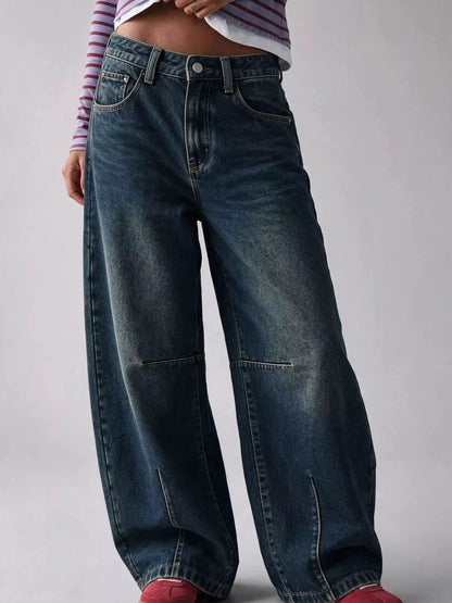 Washed Button Front High Waist Wide Leg Jeans - Bitsy Gypsy Boutique