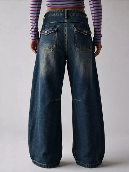 Washed Button Front High Waist Wide Leg Jeans - Bitsy Gypsy Boutique