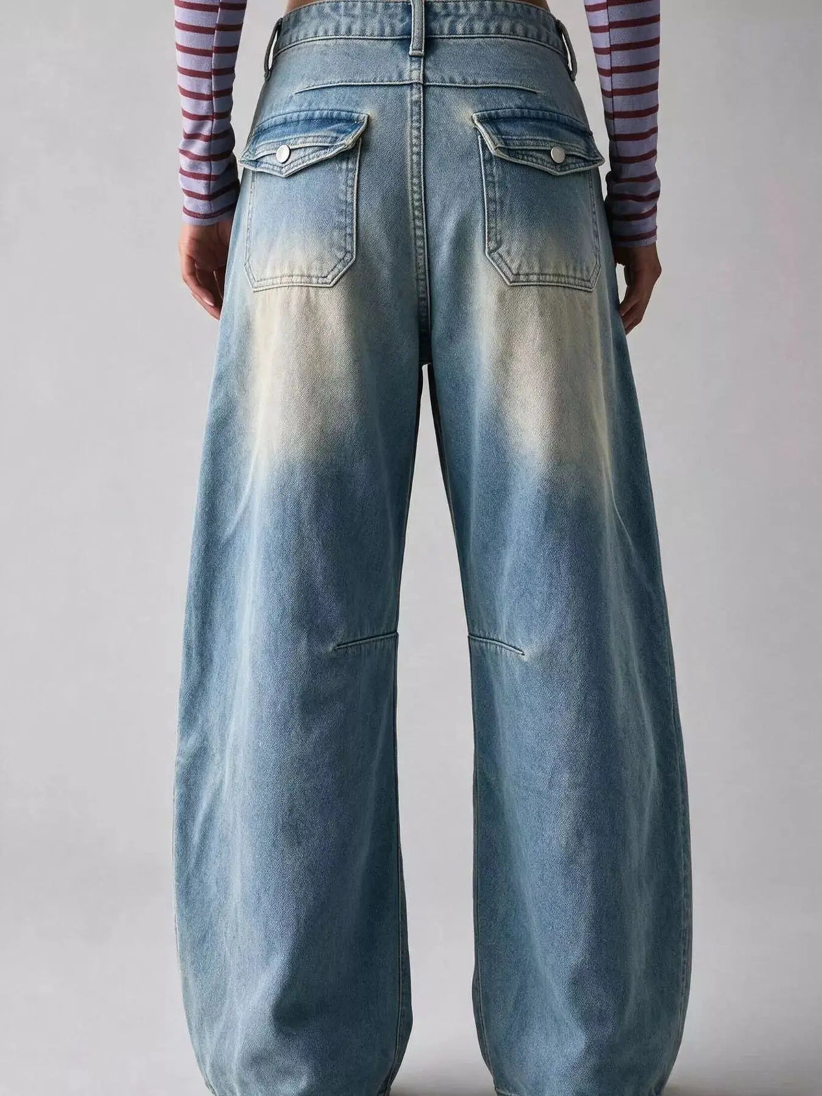 Washed Button Front High Waist Wide Leg Jeans - Bitsy Gypsy Boutique