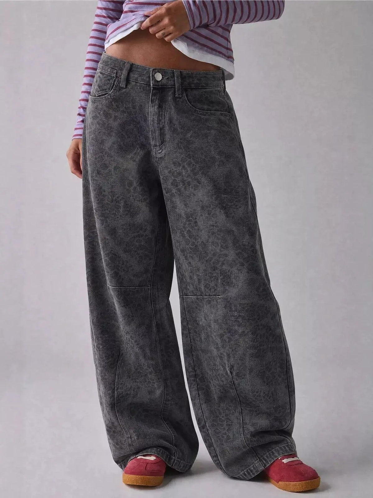 Washed Button Front High Waist Wide Leg Jeans - Bitsy Gypsy Boutique