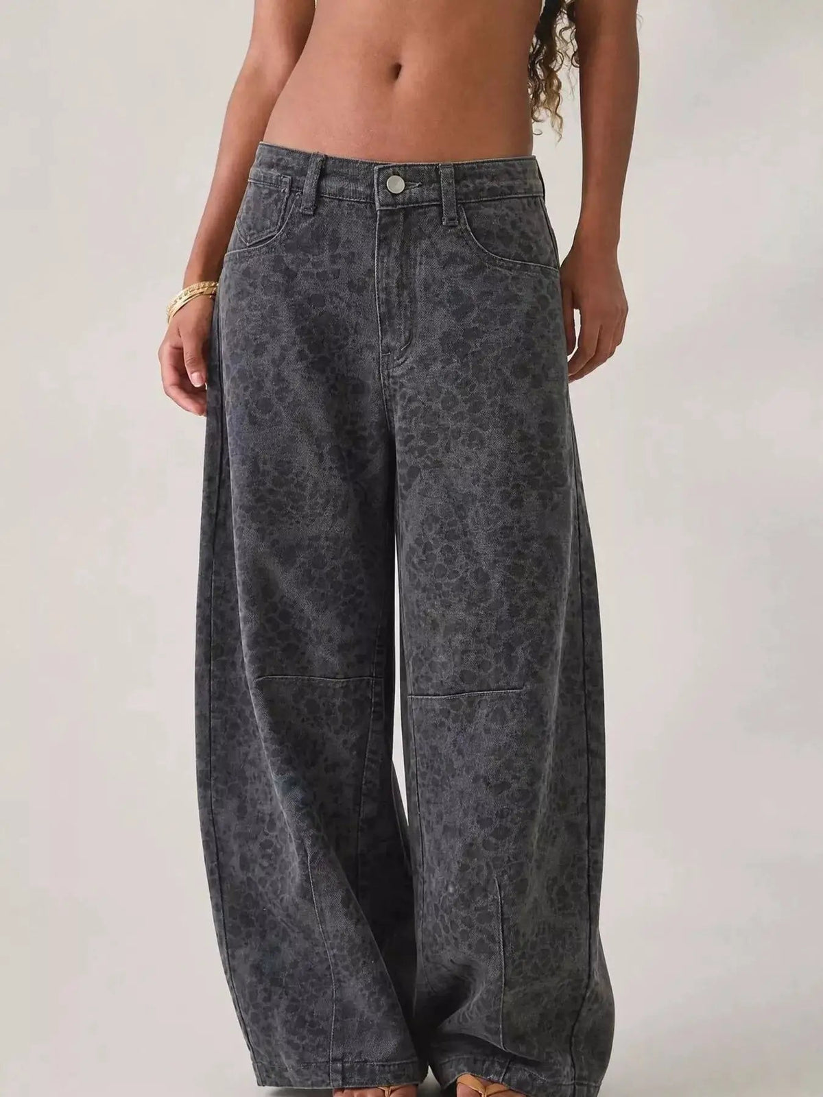 Washed Button Front High Waist Wide Leg Jeans - Bitsy Gypsy Boutique