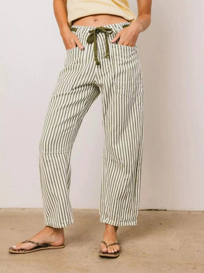 Washed Grey Drawstring Wide Leg Cropped Jeans - Bitsy Gypsy Boutique