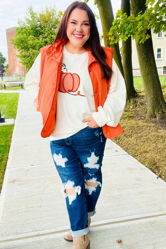 Weekend Ready Rust High Neck Snap Button Quilted Puffer Vest - Bitsy Gypsy Boutique