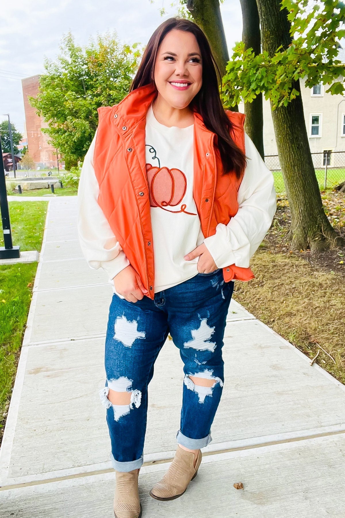 Weekend Ready Rust High Neck Snap Button Quilted Puffer Vest - Bitsy Gypsy Boutique