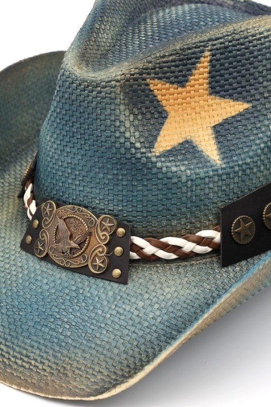 Western Eagle Plate Star Print Cowboy Hat - Bitsy Gypsy Boutique