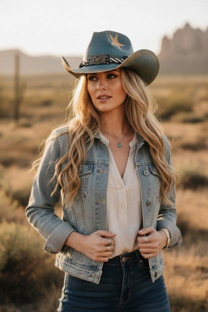 Western Eagle Plate Star Print Cowboy Hat - Bitsy Gypsy Boutique