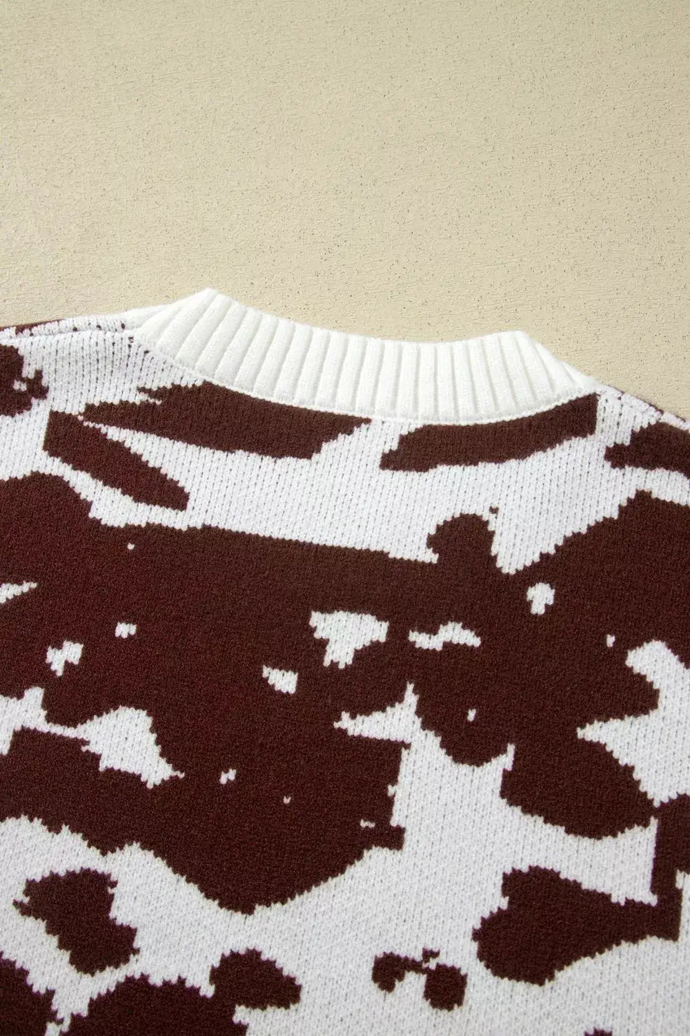Western Print Cow Pattern Long Sleeve Round Neck Pullover Knitwear Sweater - Bitsy Gypsy Boutique