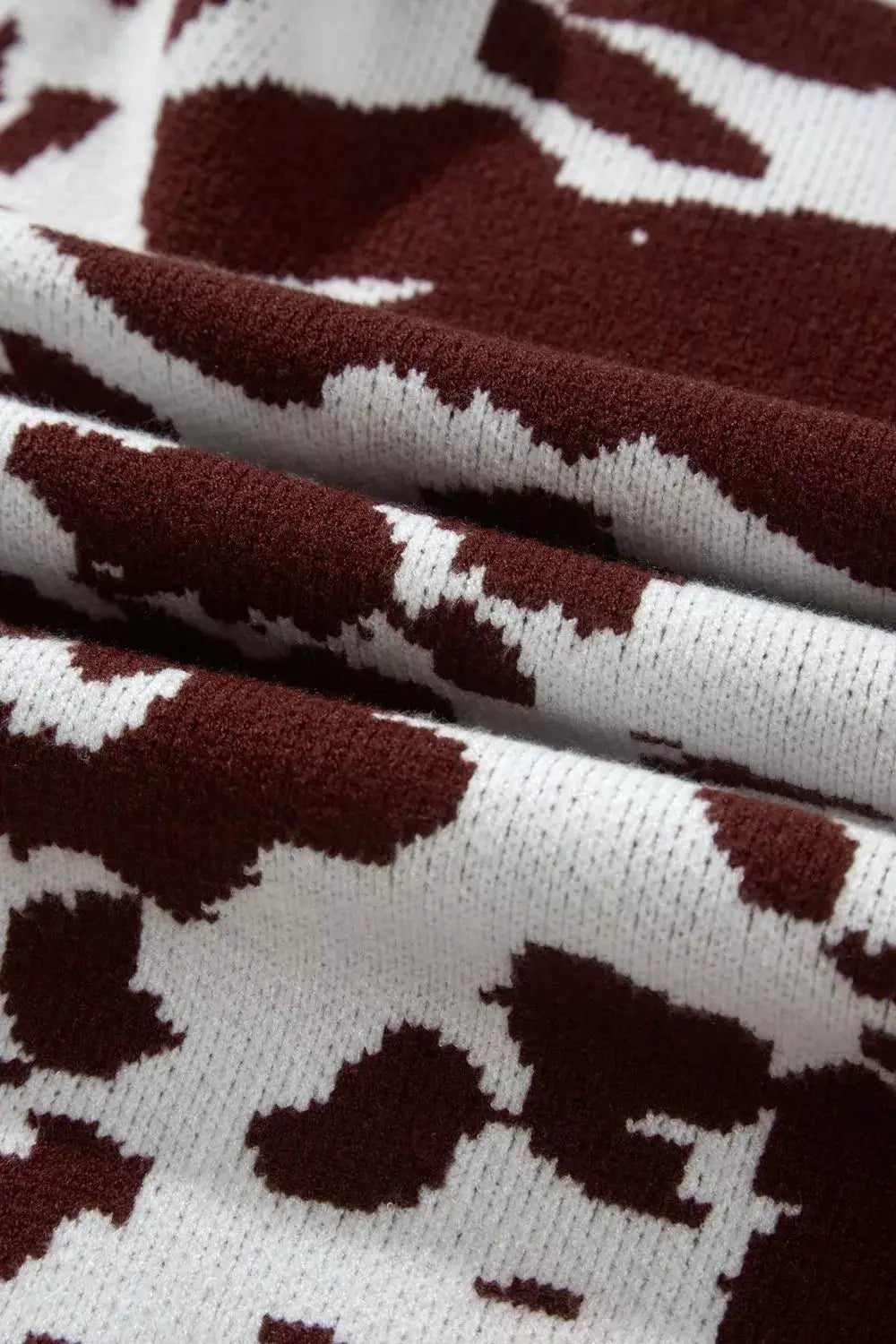 Western Print Cow Pattern Long Sleeve Round Neck Pullover Knitwear Sweater - Bitsy Gypsy Boutique