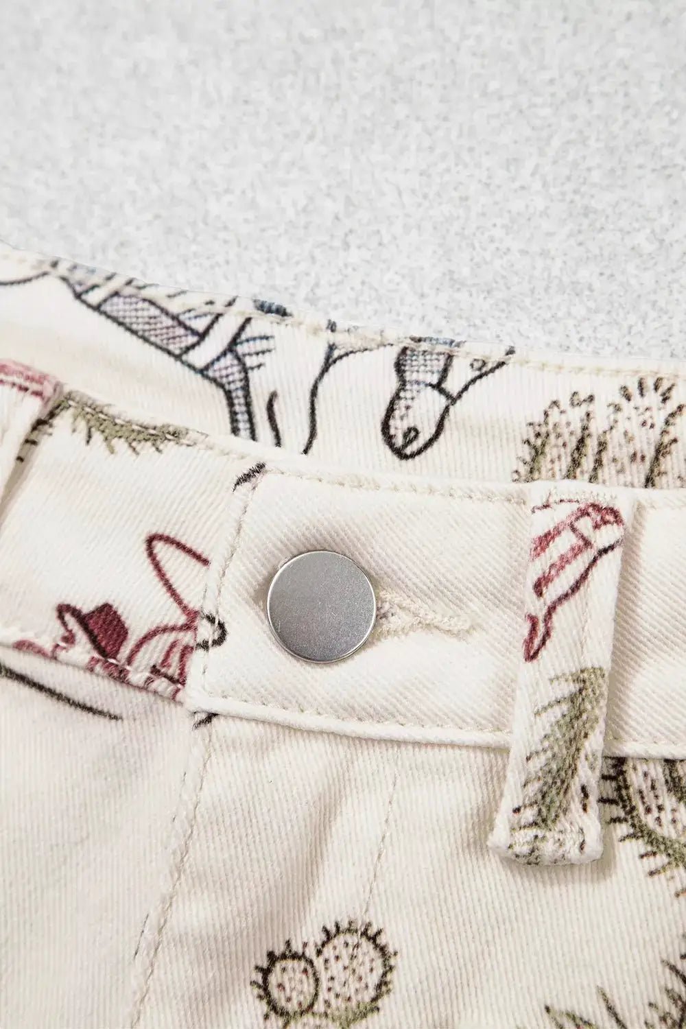 Western Print Straight Leg Ankle-Length Pocket Jeans - Bitsy Gypsy Boutique