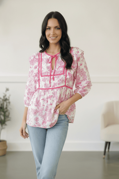 Where is the Garden Party Tie Blouse - Bitsy Gypsy Boutique