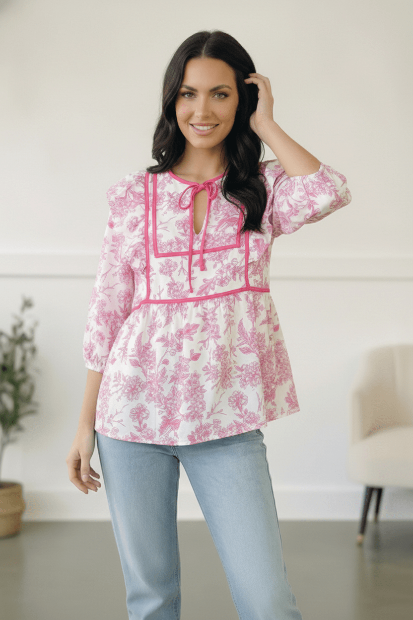 Where is the Garden Party Tie Blouse - Bitsy Gypsy Boutique