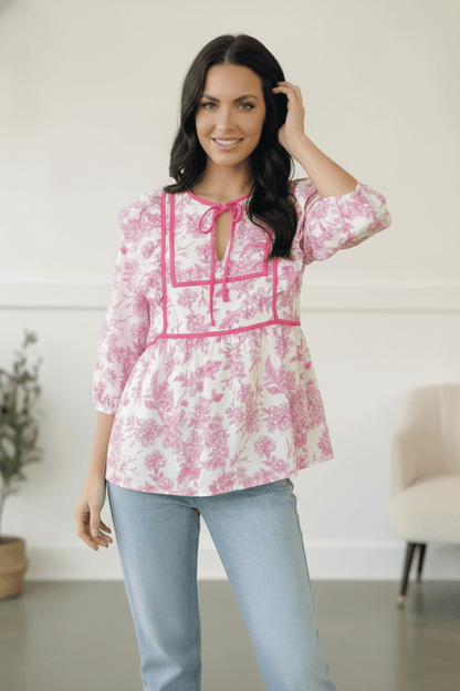 Where is the Garden Party Tie Blouse - Bitsy Gypsy Boutique