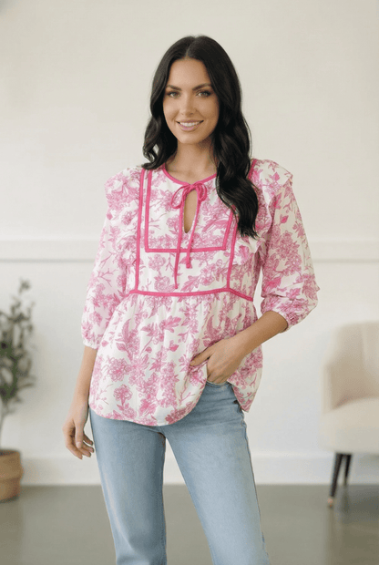 Where is the Garden Party Tie Blouse - Bitsy Gypsy Boutique
