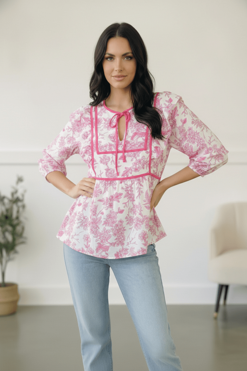 Where is the Garden Party Tie Blouse - Bitsy Gypsy Boutique