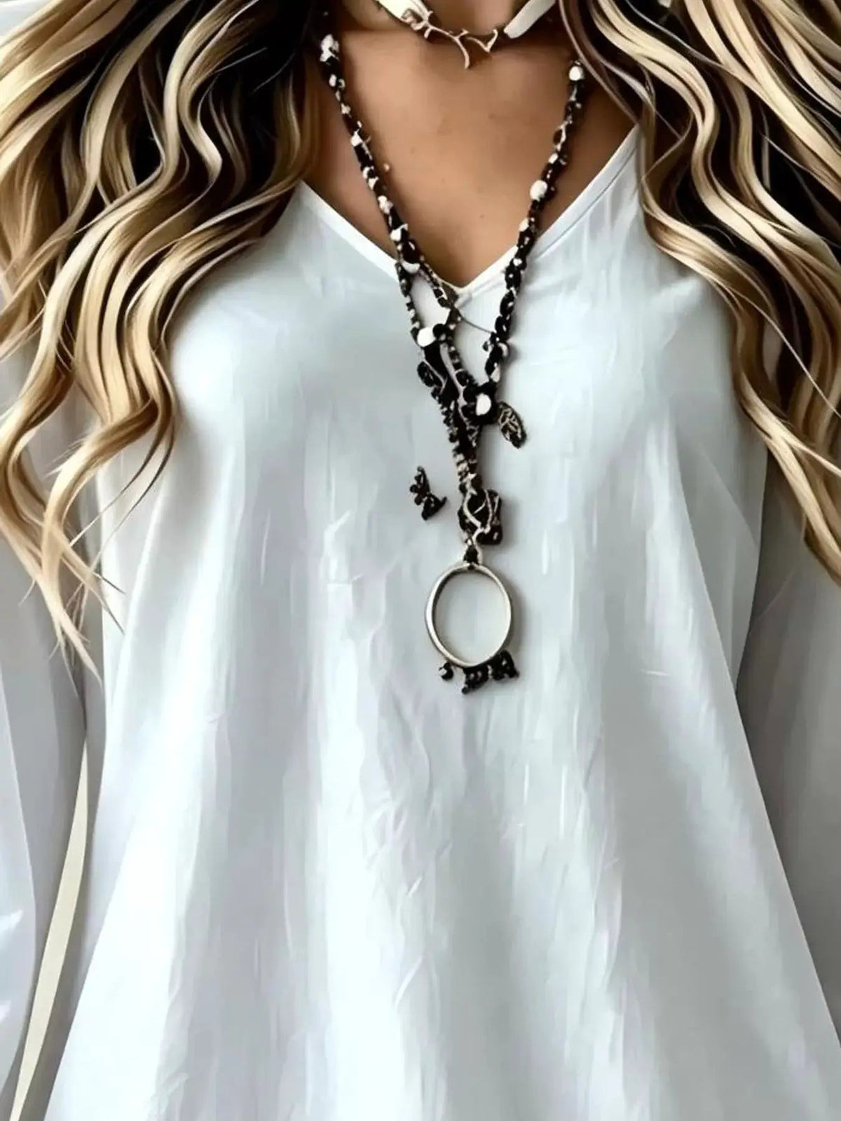 White Lace Hem V-Neck Flounce Sleeve Dress - Bitsy Gypsy Boutique