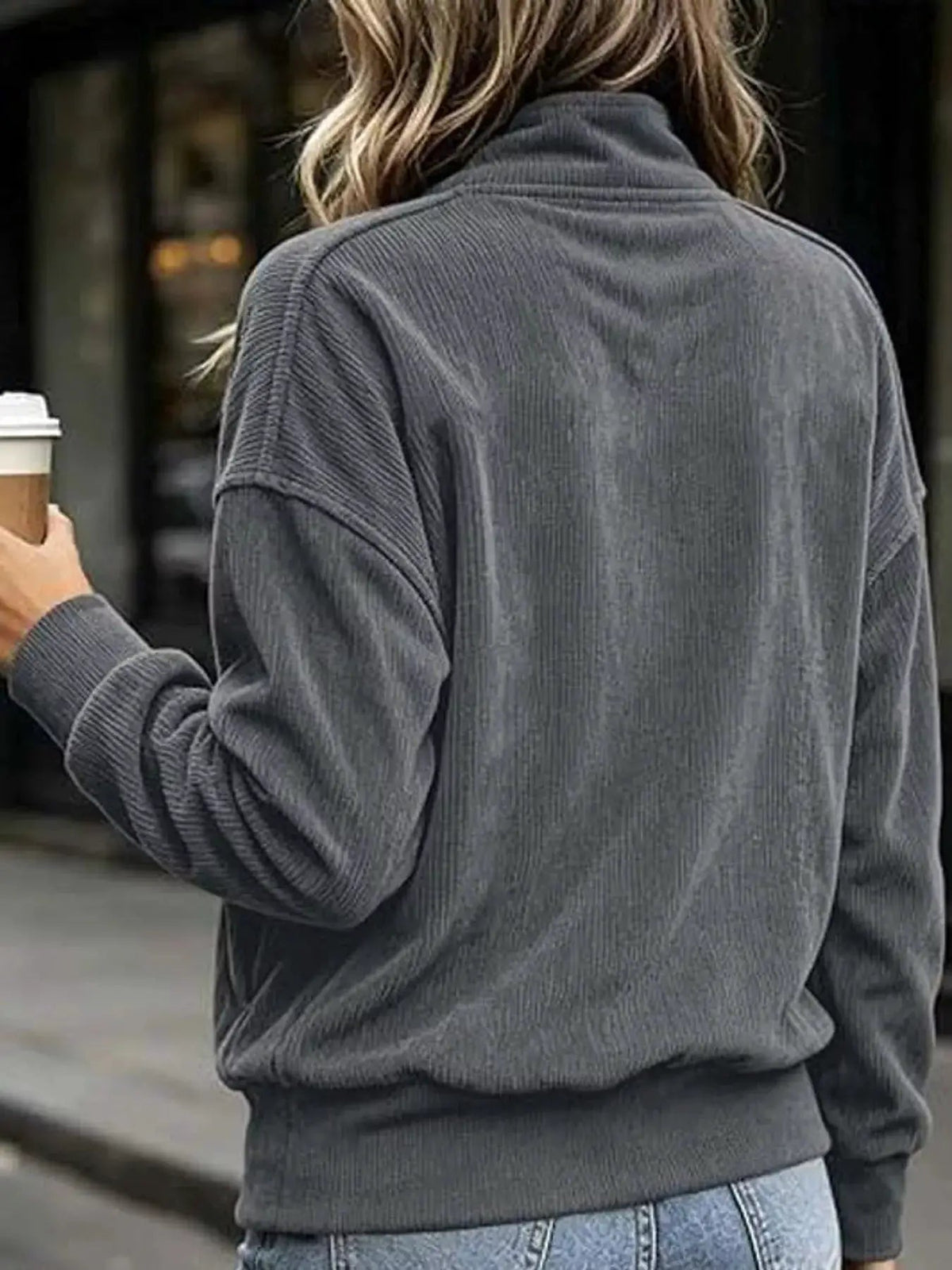 White Quarter Snap Kangaroo Pocket Sweatshirt - Bitsy Gypsy Boutique