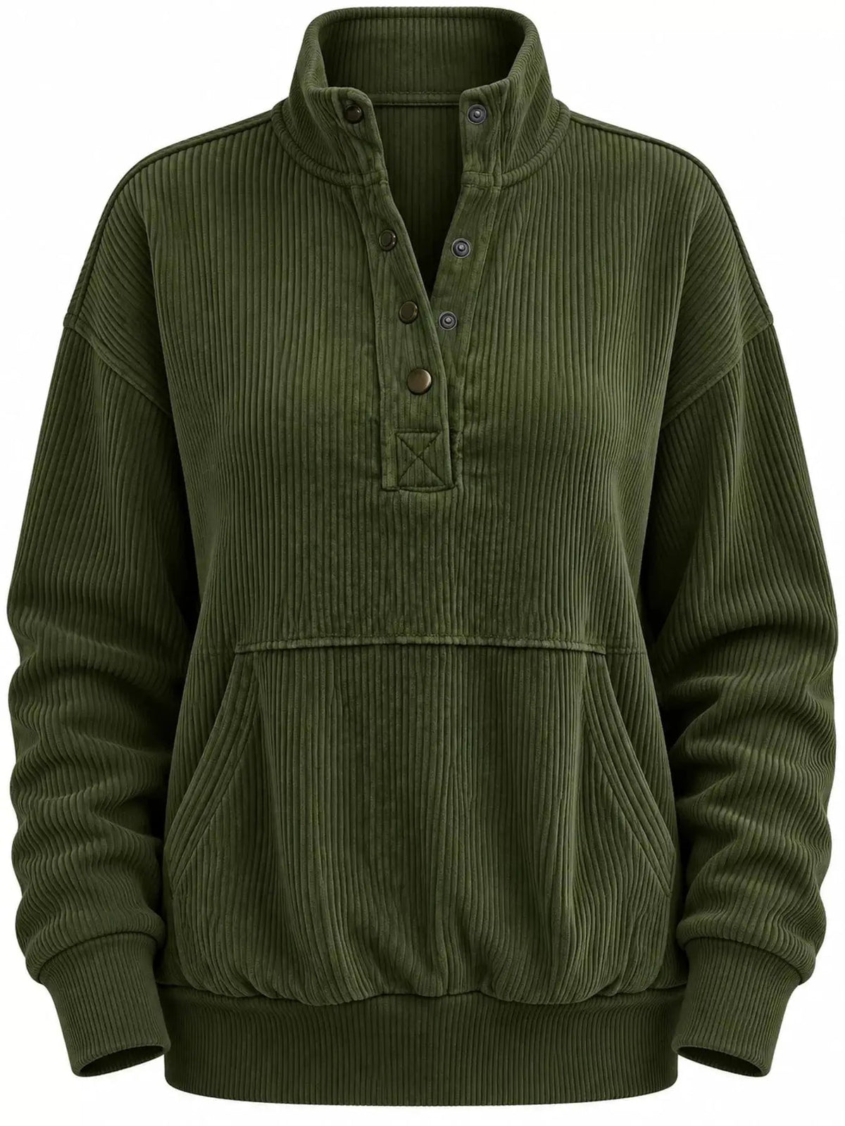 White Quarter Snap Kangaroo Pocket Sweatshirt - Bitsy Gypsy Boutique