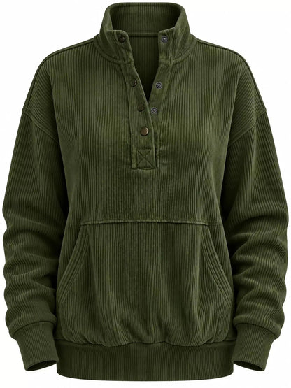 White Quarter Snap Kangaroo Pocket Sweatshirt - Bitsy Gypsy Boutique