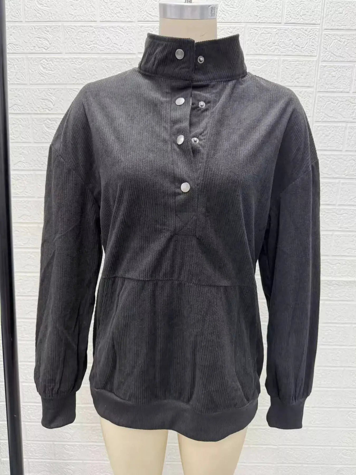 White Quarter Snap Kangaroo Pocket Sweatshirt - Bitsy Gypsy Boutique