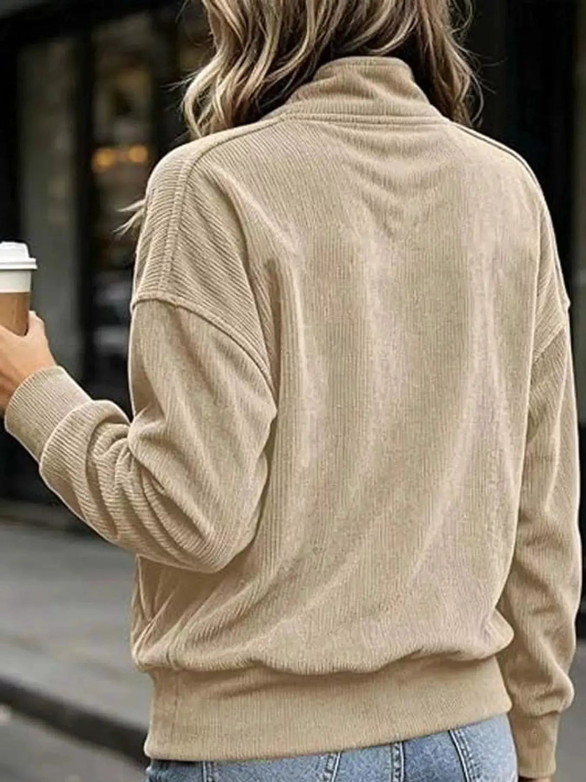 White Quarter Snap Kangaroo Pocket Sweatshirt - Bitsy Gypsy Boutique