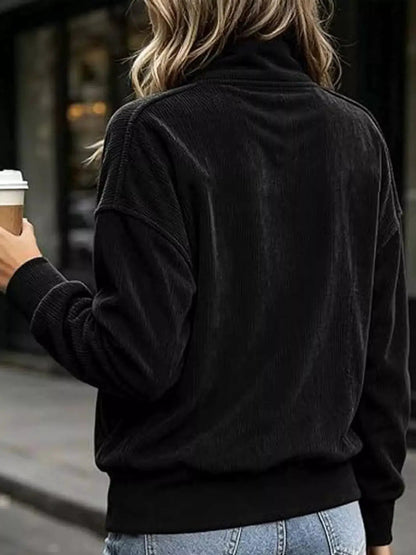 White Quarter Snap Kangaroo Pocket Sweatshirt - Bitsy Gypsy Boutique