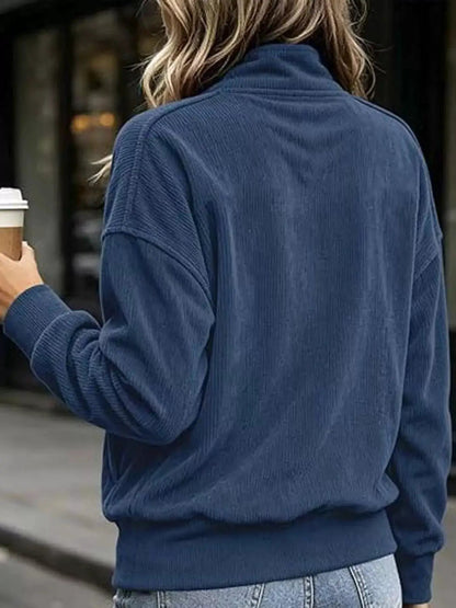 White Quarter Snap Kangaroo Pocket Sweatshirt - Bitsy Gypsy Boutique