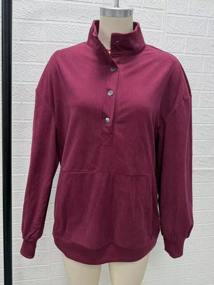 White Quarter Snap Kangaroo Pocket Sweatshirt - Bitsy Gypsy Boutique