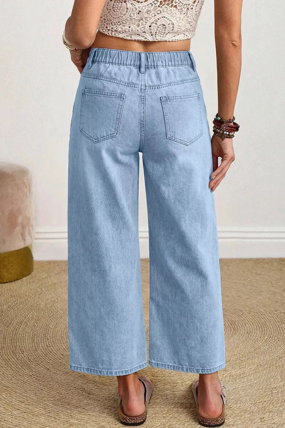 Wide Leg Cropped Jeans by Trendsi