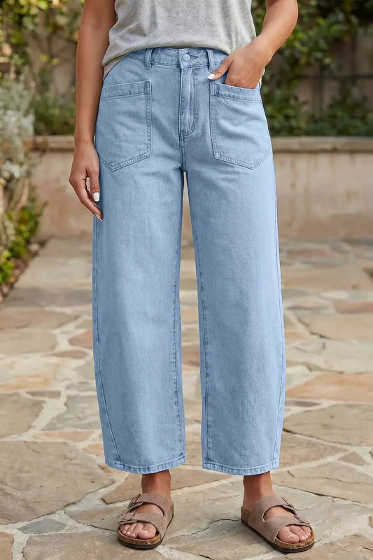 Wide Leg Cropped Jeans by Trendsi