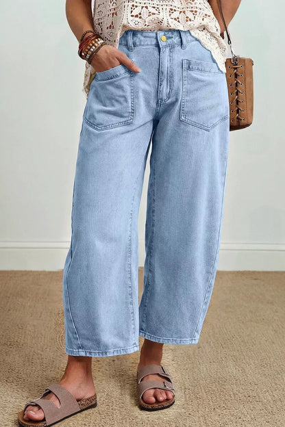 Wide Leg Cropped Jeans by Trendsi