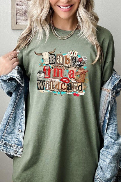 Wild Card Cowgirl Graphic Heavy Cotton Tee - Bitsy Gypsy Boutique