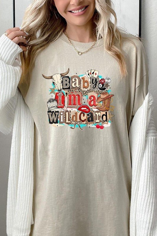 Wild Card Cowgirl Graphic Heavy Cotton Tee - Bitsy Gypsy Boutique
