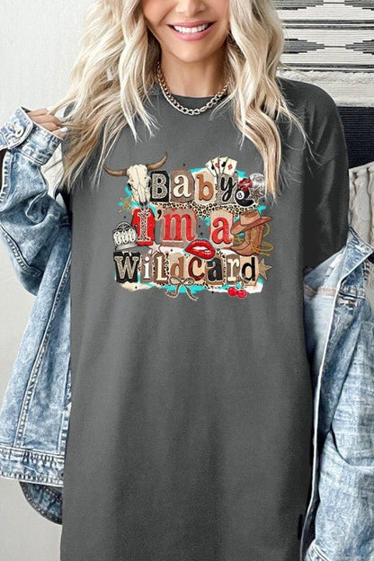 Wild Card Cowgirl Graphic Heavy Cotton Tee - Bitsy Gypsy Boutique
