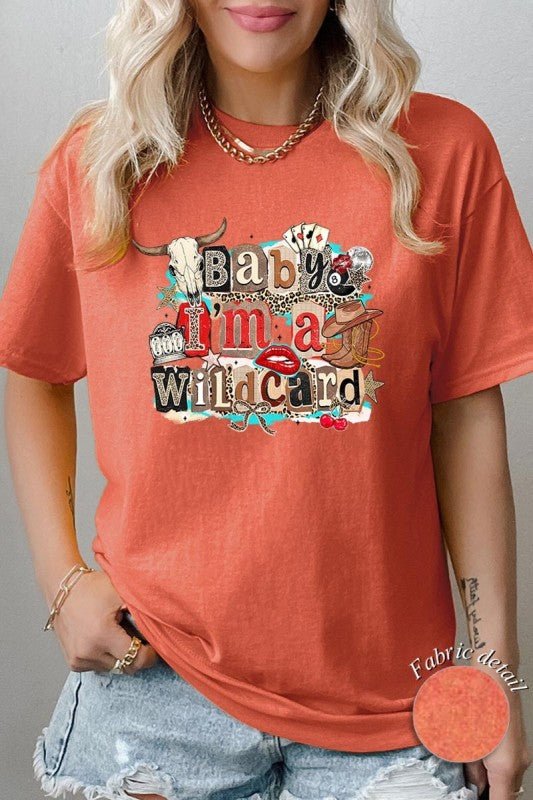 Wild Card Cowgirl Graphic Heavy Cotton Tee - Bitsy Gypsy Boutique