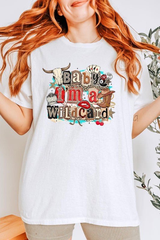Wild Card Cowgirl Graphic Heavy Cotton Tee - Bitsy Gypsy Boutique