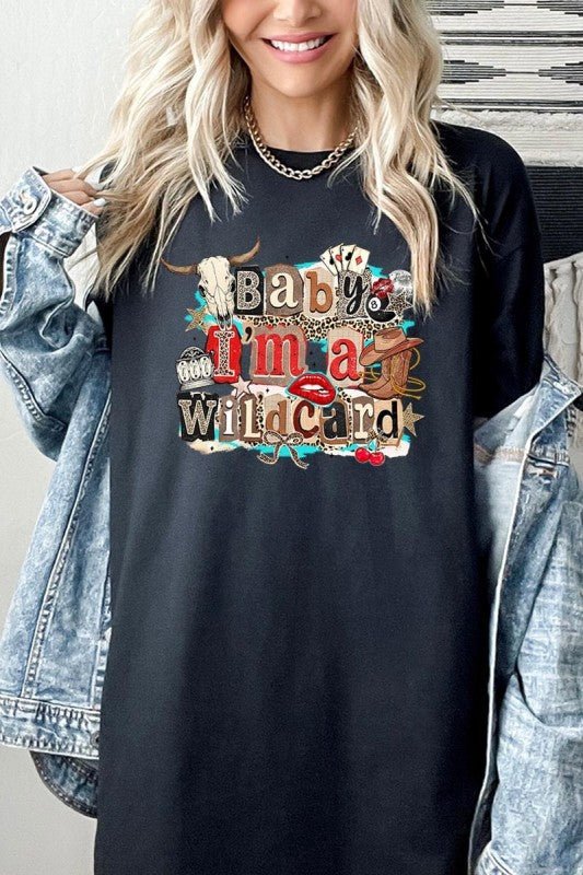 Wild Card Cowgirl Graphic Heavy Cotton Tee - Bitsy Gypsy Boutique