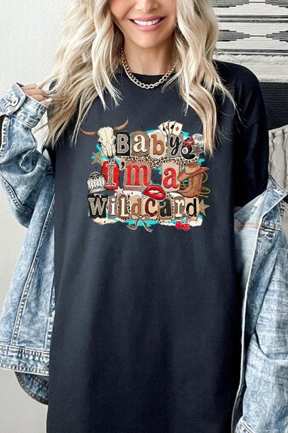 Wild Card Cowgirl Graphic Heavy Cotton Tee - Bitsy Gypsy Boutique
