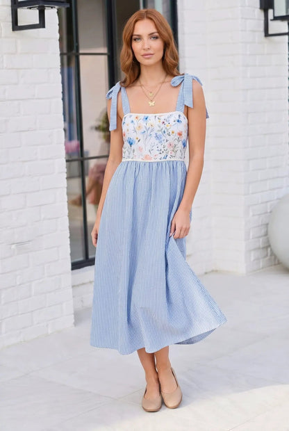Wildflower Wishes Striped Midi Dress by Haptics