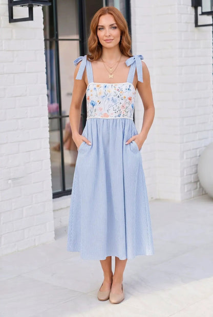 Wildflower Wishes Striped Midi Dress by Haptics