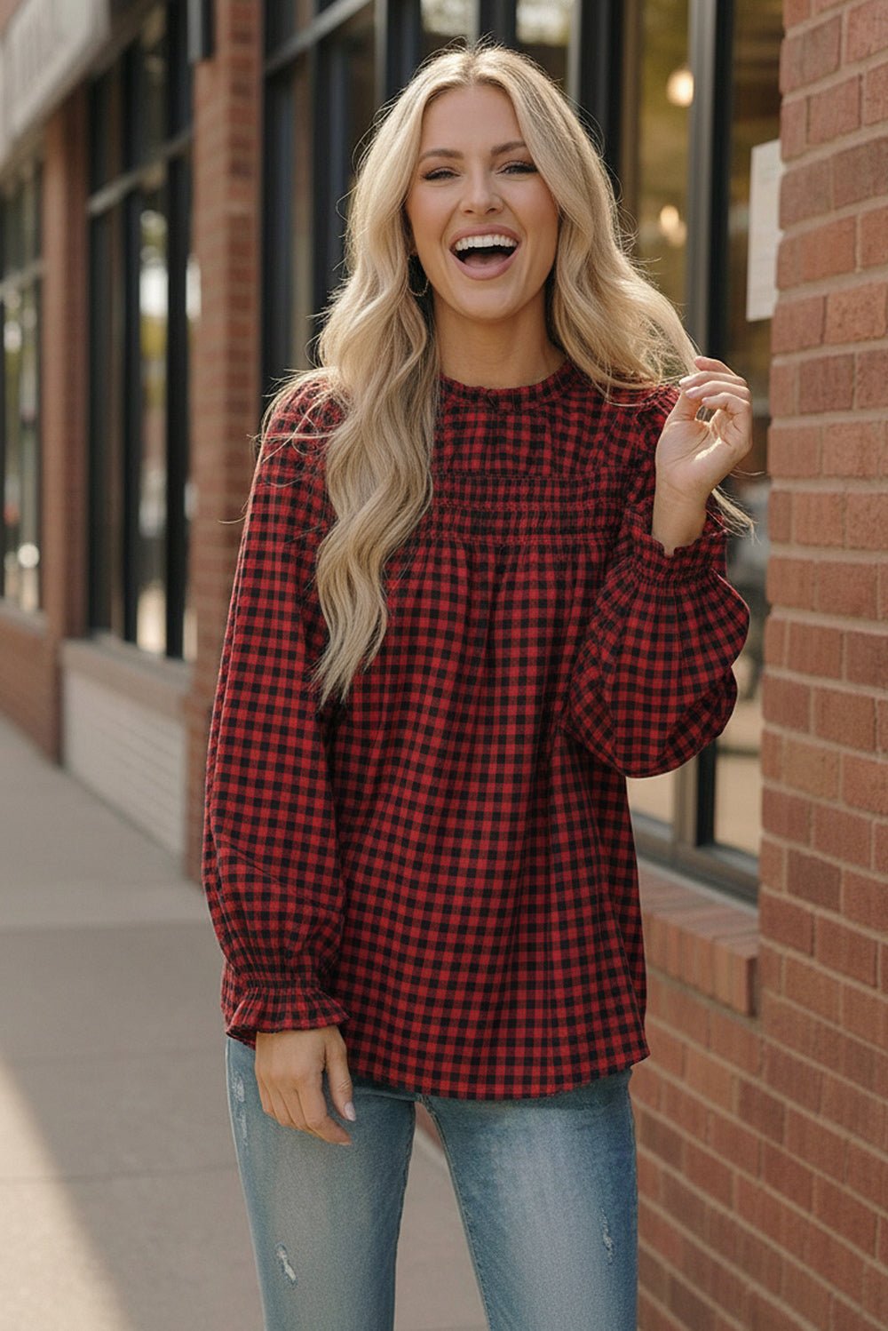 Wildwood Check Red Smock - Bitsy Gypsy Boutique
