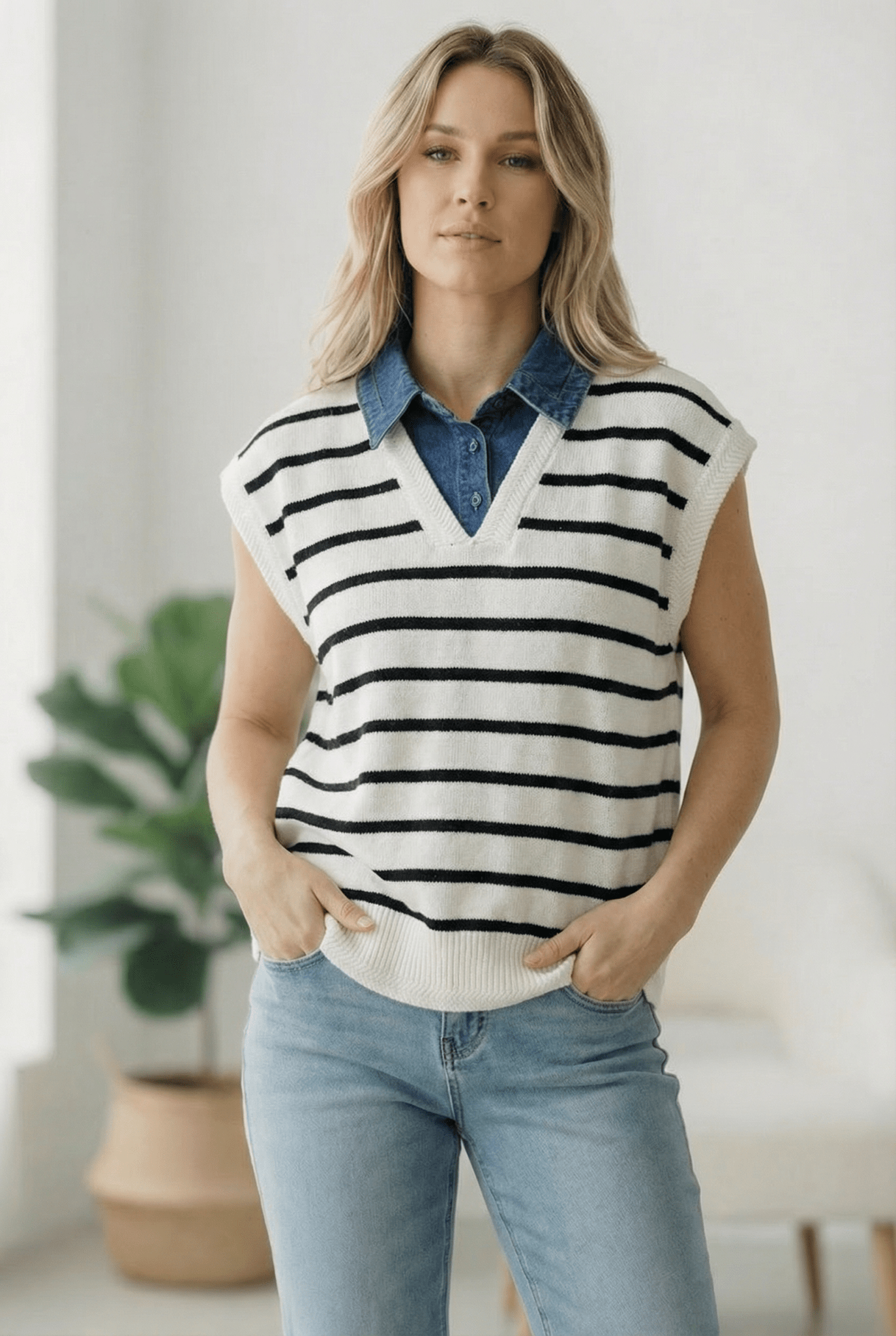 With an Ocean View Sweater Vest - Bitsy Gypsy Boutique
