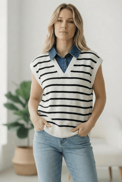 With an Ocean View Sweater Vest - Bitsy Gypsy Boutique