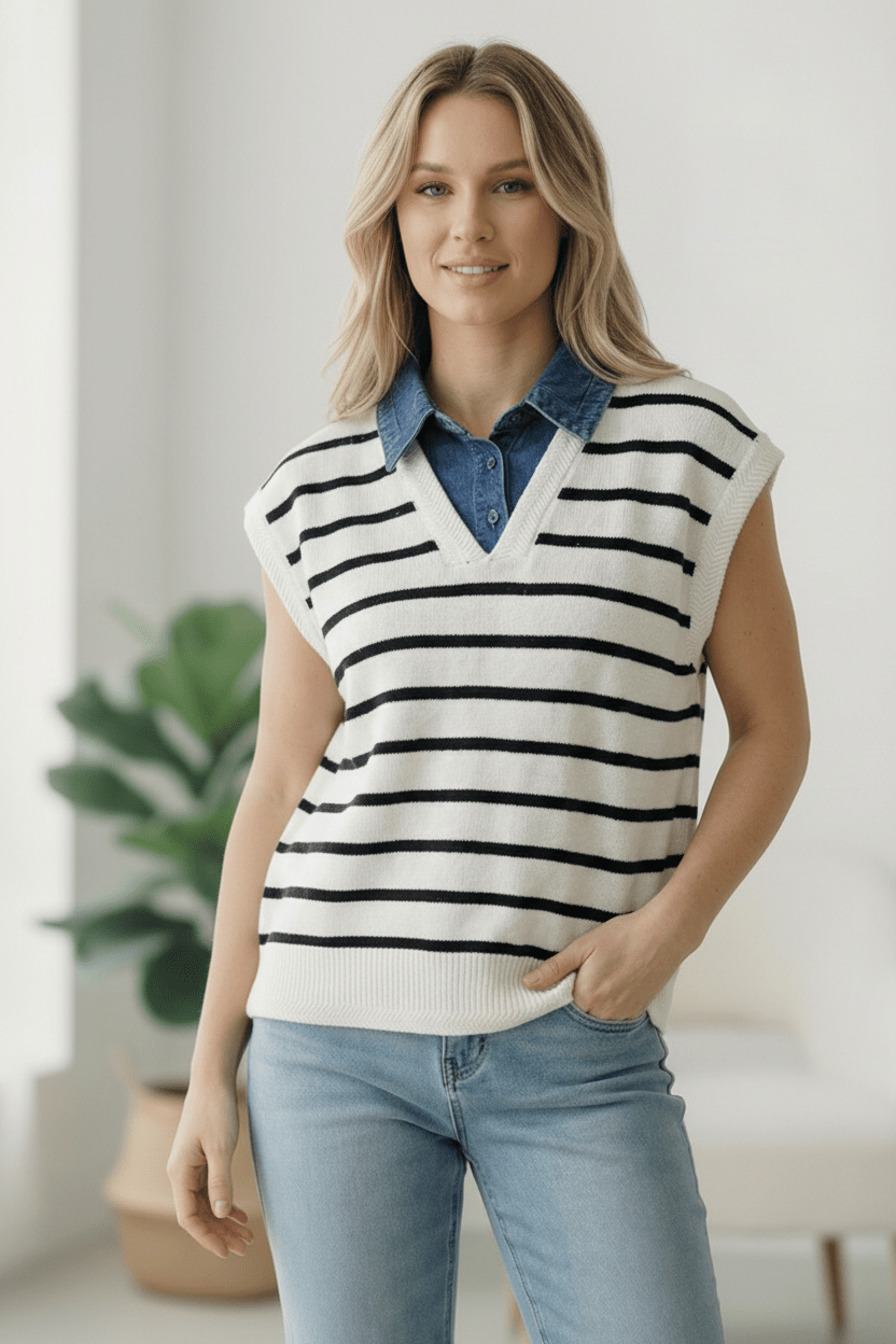 With an Ocean View Sweater Vest - Bitsy Gypsy Boutique