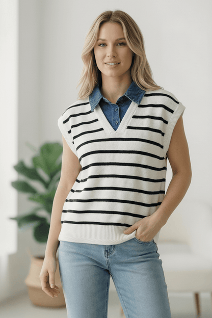 With an Ocean View Sweater Vest - Bitsy Gypsy Boutique