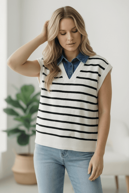 With an Ocean View Sweater Vest - Bitsy Gypsy Boutique