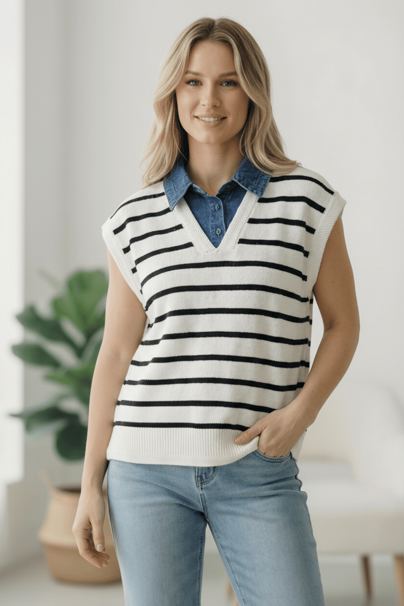 With an Ocean View Sweater Vest - Bitsy Gypsy Boutique