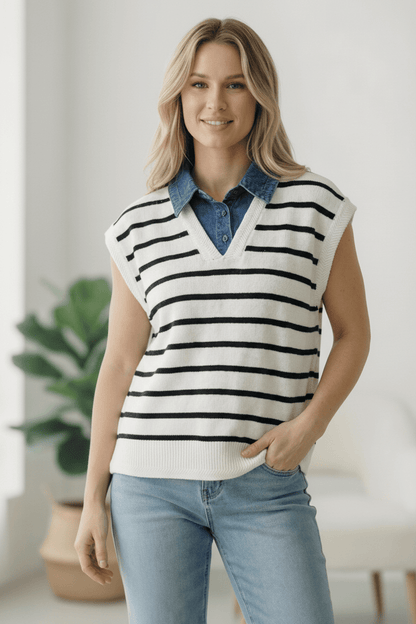With an Ocean View Sweater Vest - Bitsy Gypsy Boutique