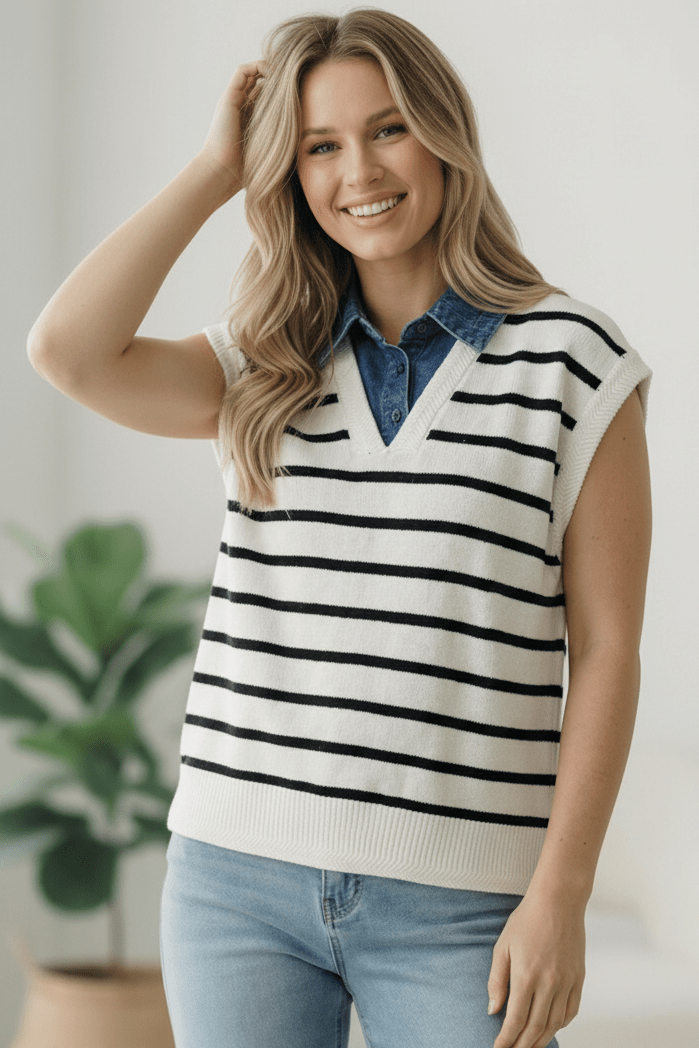 With an Ocean View Sweater Vest - Bitsy Gypsy Boutique