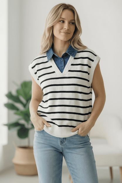 With an Ocean View Sweater Vest - Bitsy Gypsy Boutique